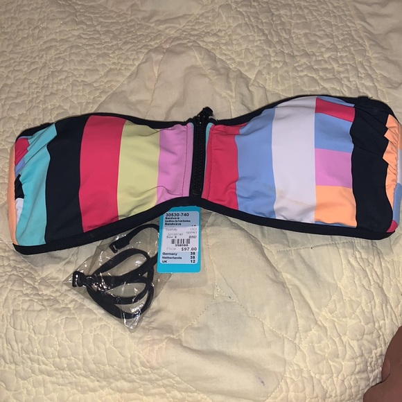 Seafolly Australia band wave zip front bandeau bikini top - Picture 3 of 11